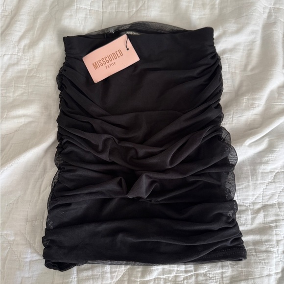 NWT Misguided Black Ruched Mini Skirt Size 0 - Picture 1 of 10